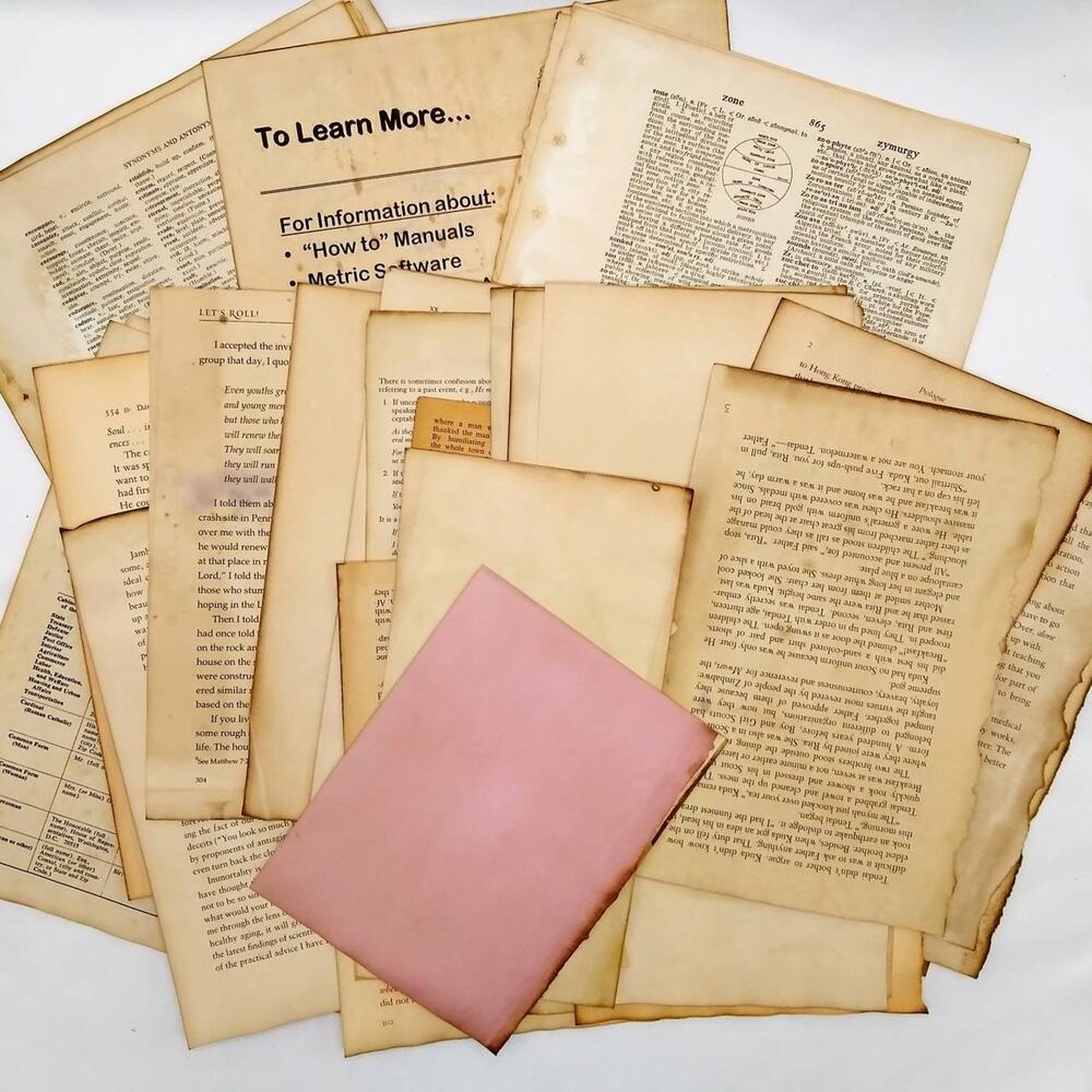 45 Coffee Dyed Book Pages, Hand Dyed Papers, Junk Journal Supply